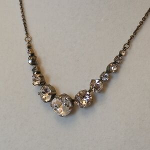 NWT Sorrelli Crystal Necklace Clear Champagne Stones - Antiqued Brass